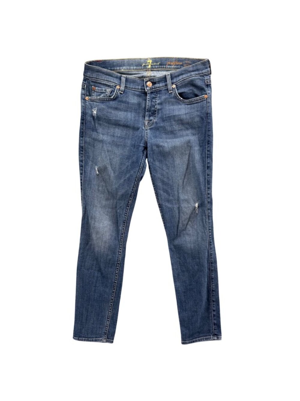 7 For All Mankind Josefina Boyfriend Jeans Womens Blue Button Fly Denim Size 26